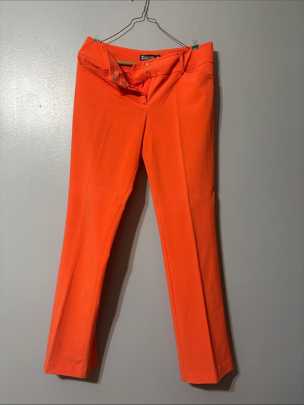 Orange Boot-Cut Dress Pants